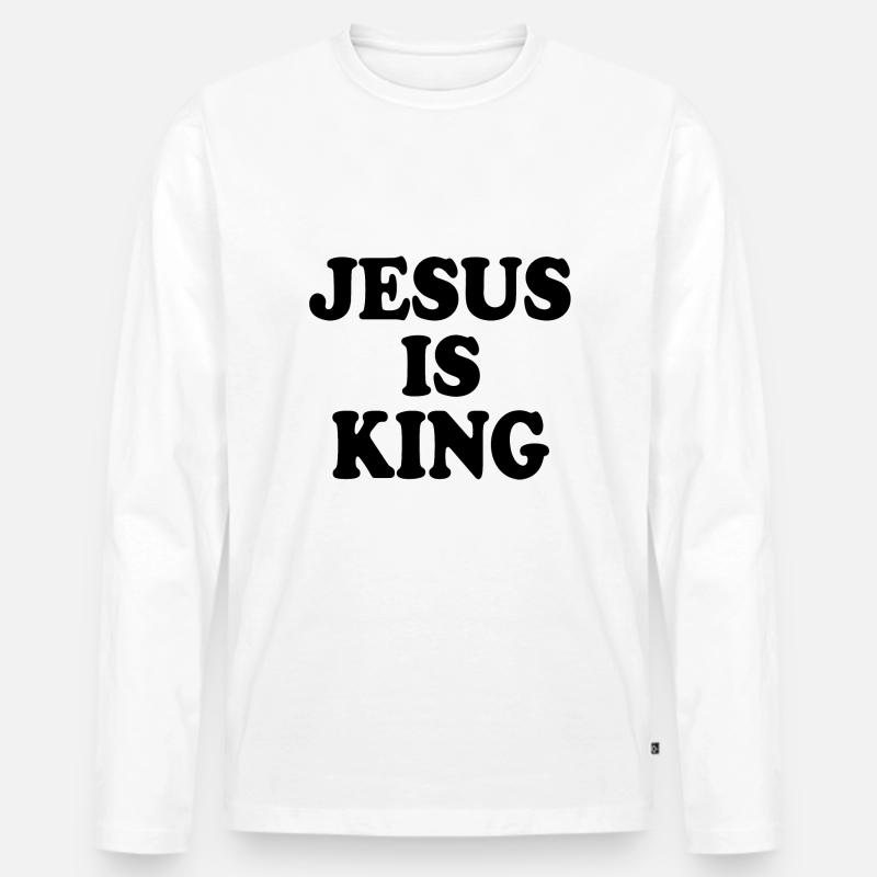 Jesus is king - Männer Premium Bio Langarmshirt - Weiß