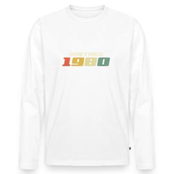 Millésime 1980 - T-shirt manches longues Premium bio Homme - blanc - Devant - Nico (187cm)