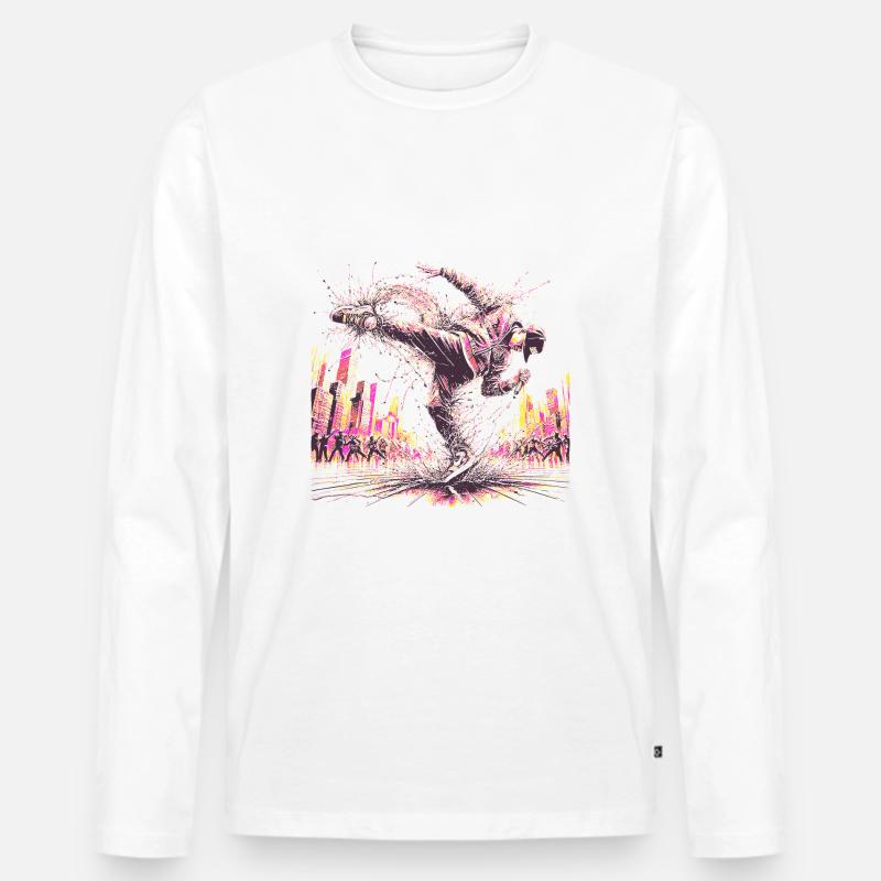 BREAKDANCE - Männer Premium Bio Langarmshirt - Weiß