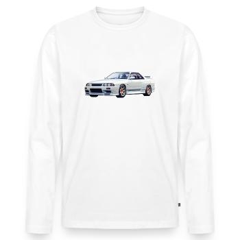 Schöner weißer R32 - Männer Premium Bio Langarmshirt - Weiß - Vorne - Nico (187cm)