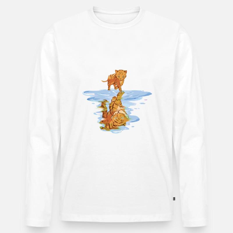 CatReflectTiger Shirt - Männer Premium Bio Langarmshirt - Weiß
