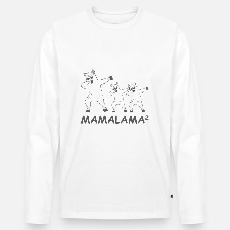 Schwanger werdene Mutter Zwillinge Lama - Männer Premium Bio Langarmshirt - Weiß