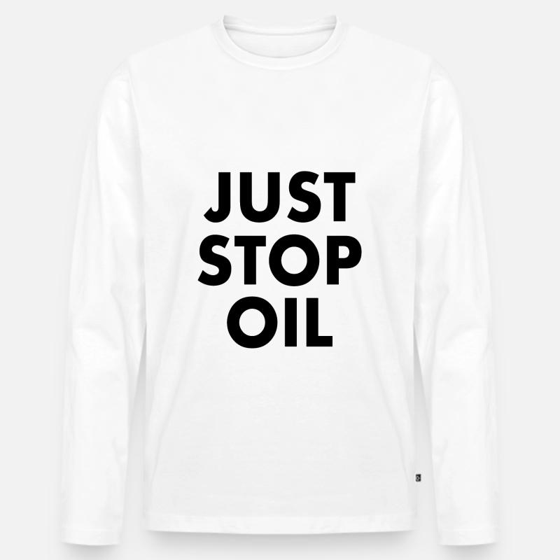 Just stop oil - Männer Premium Bio Langarmshirt - Weiß
