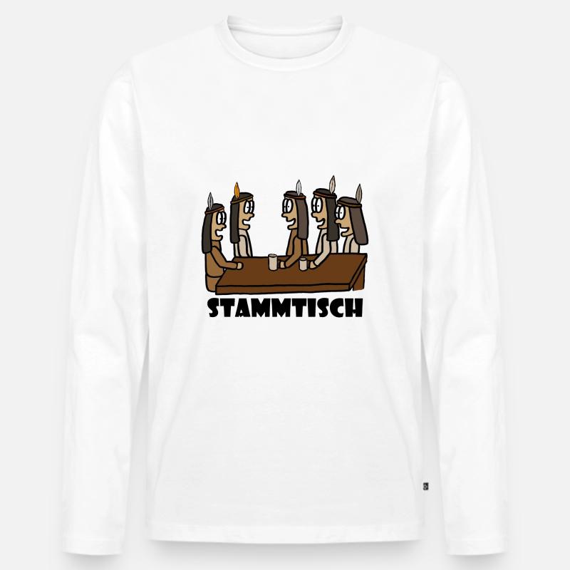 Stammtisch schwarz - Männer Premium Bio Langarmshirt - Weiß