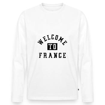 welcome to France - Men's Premium Organic Long Sleeve Shirt - white - Front - Nico (187cm)