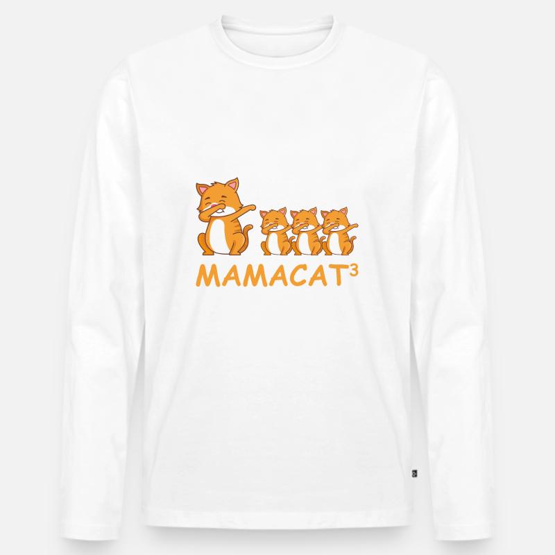 Schwanger werdene Mutter Drillinge Katze - Männer Premium Bio Langarmshirt - undefined