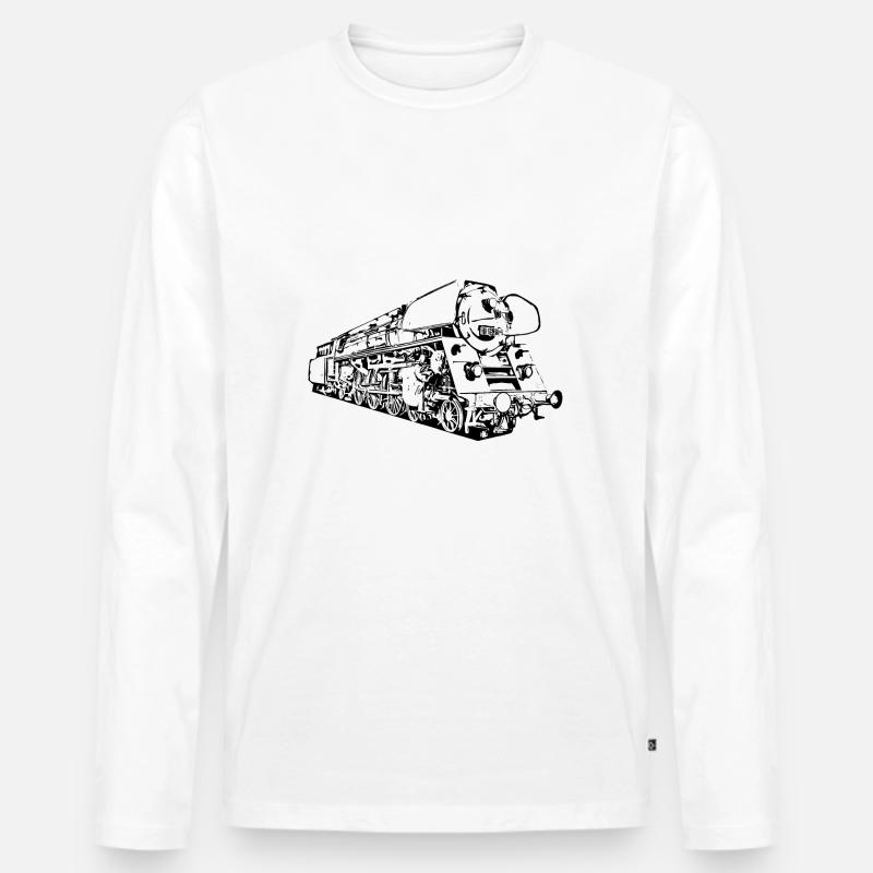 Dampflok 01 1531 - Männer Premium Bio Langarmshirt - Weiß