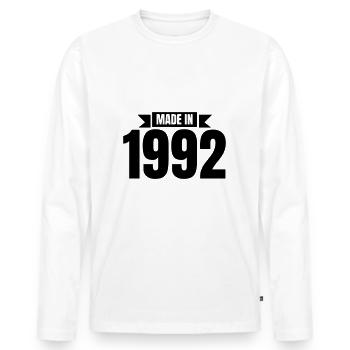 Made In 1992 geboren - Männer Premium Bio Langarmshirt - Weiß - Vorne - Nico (187cm)