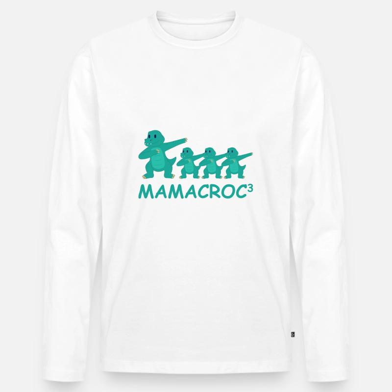 Schwanger werdene Mutter Drillinge Krokodil - Männer Premium Bio Langarmshirt - undefined