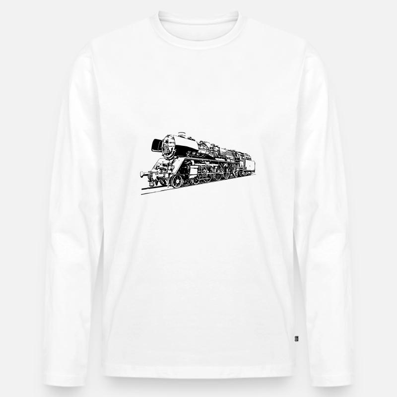 Dampflok 03 1010 - Männer Premium Bio Langarmshirt - Weiß