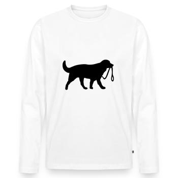 Hund mit Leine - Männer Premium Bio Langarmshirt - Weiß - Vorne - Nico (187cm)