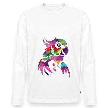 perroquet ara coloré - T-shirt manches longues Premium bio Homme - blanc - Devant - Nico (187cm)