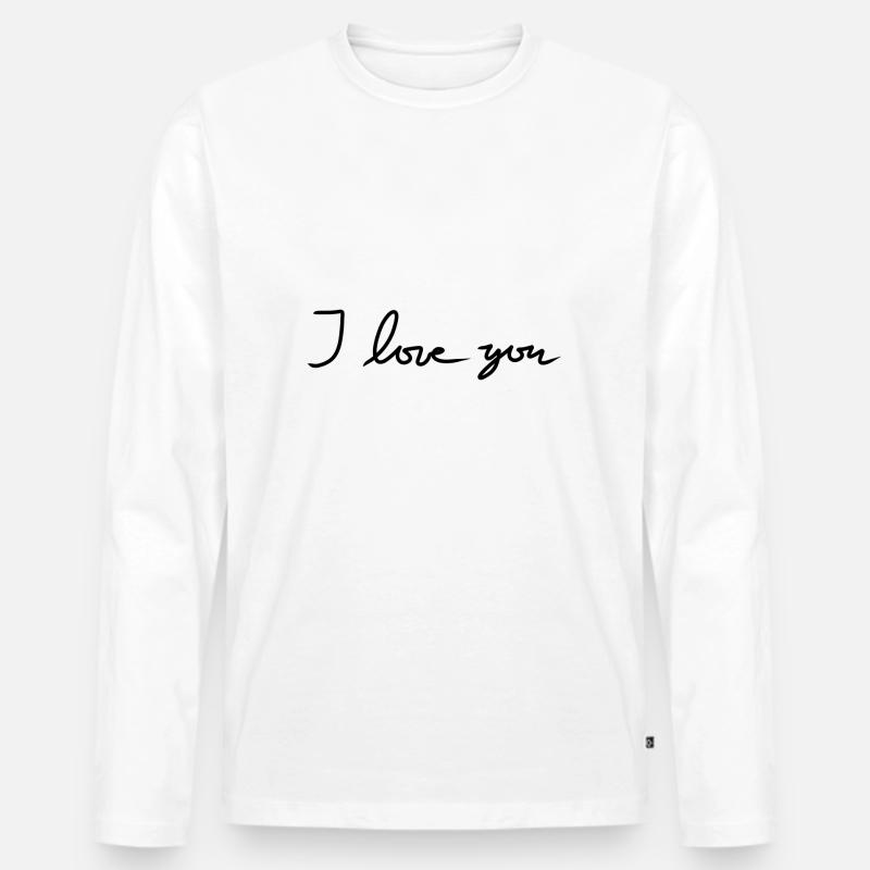 ich liebe dich text symbol - Männer Premium Bio Langarmshirt - Weiß
