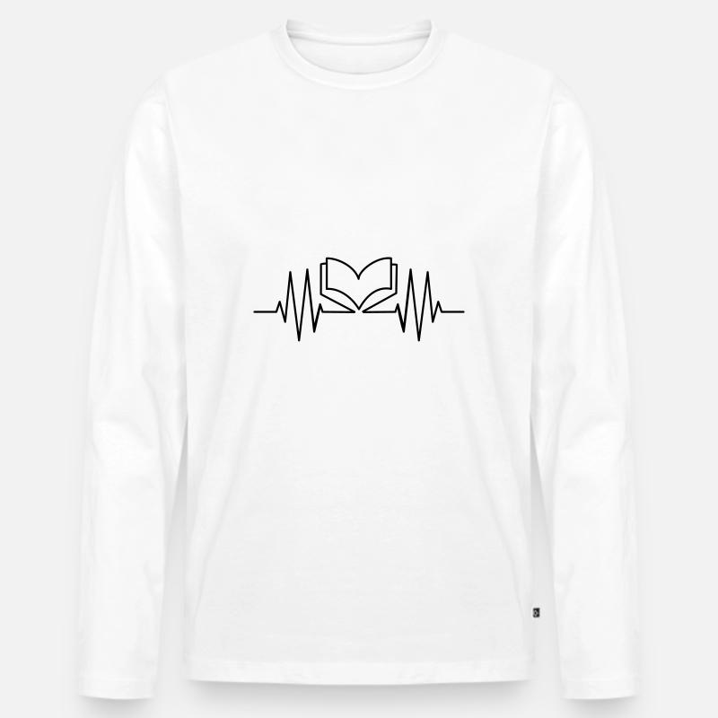Buch Heartbeat Symbol - Männer Premium Bio Langarmshirt - Weiß