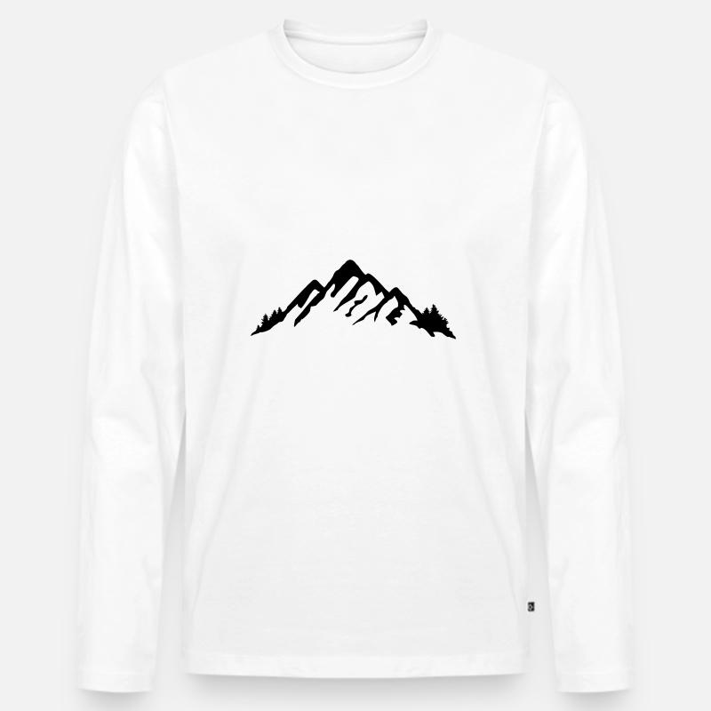 Berge und Wald, Berg - Männer Premium Bio Langarmshirt - Weiß