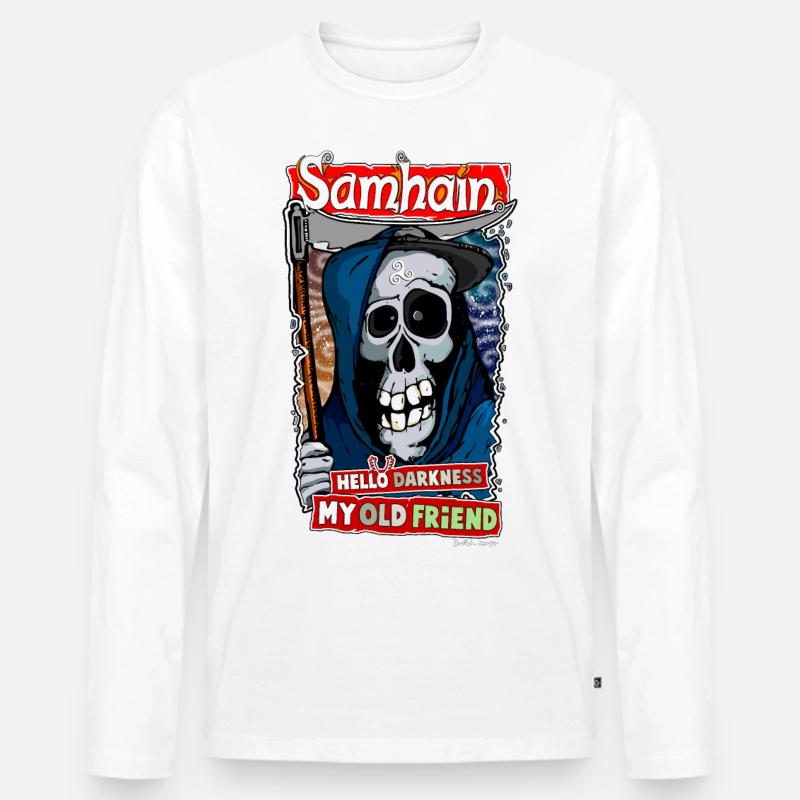 Der Klang von Samhain - Männer Premium Bio Langarmshirt - Weiß