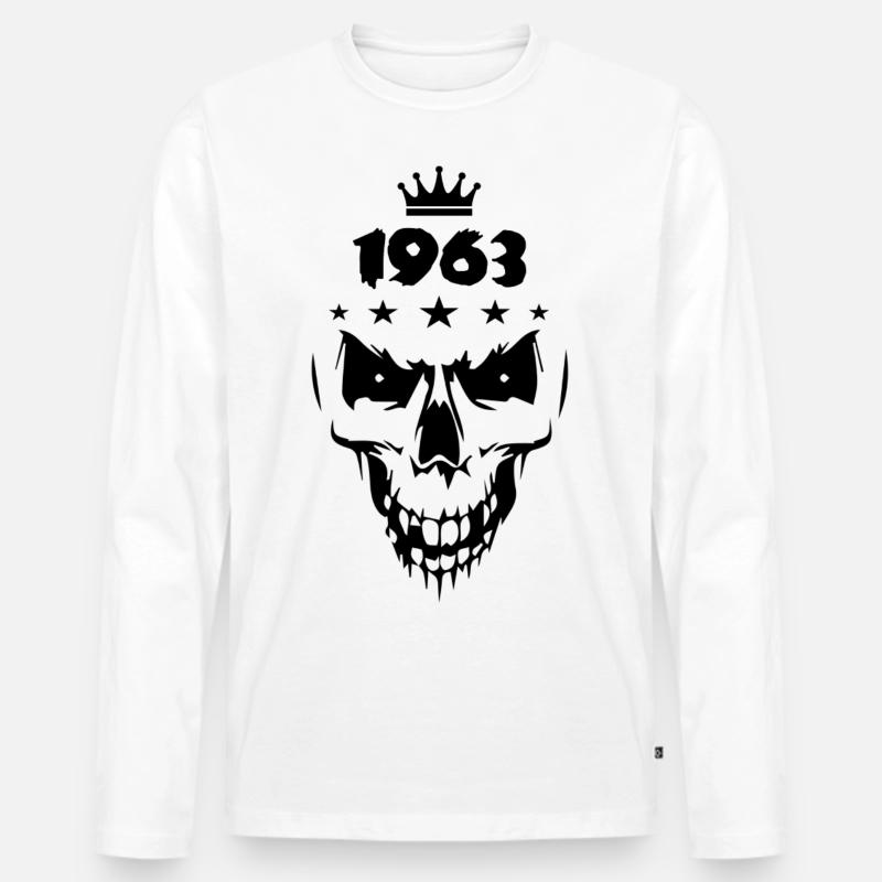 1963 Totenkopf - Männer Premium Bio Langarmshirt - Weiß