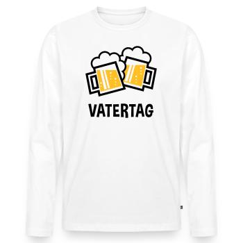 Vatertag (Bier Prosit / Bayrische Bierkrüge / 2C) - Männer Premium Bio Langarmshirt - Weiß - Vorne - Nico (187cm)