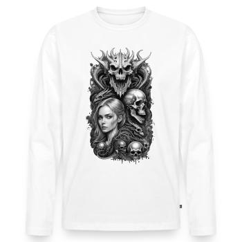 Né en gris - T-shirt manches longues Premium bio Homme - blanc - Devant - Nico (187cm)