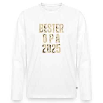 BESTER OPA 2025 - Männer Premium Bio Langarmshirt - Weiß - Vorne - Nico (187cm)