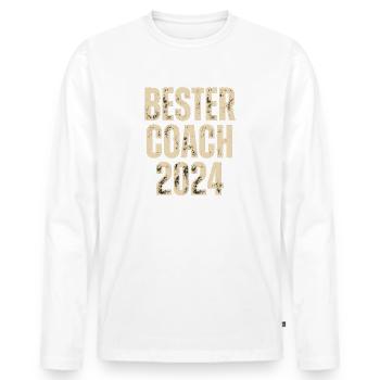 BESTER COACH 2024 - Männer Premium Bio Langarmshirt - Weiß - Vorne - Nico (187cm)