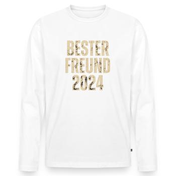 BESTER FREUND 2024 - Männer Premium Bio Langarmshirt - Weiß - Vorne - Nico (187cm)