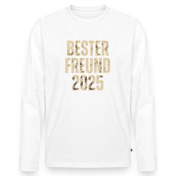 BESTER FREUND 2025 - Männer Premium Bio Langarmshirt - Weiß - Vorne - Nico (187cm)