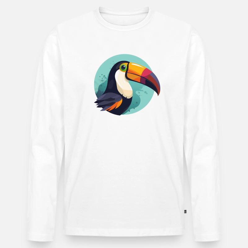 Tukan mit Hintergrund - Männer Premium Bio Langarmshirt - Weiß