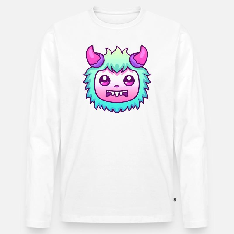 Monsterchen mit Hörnern - Männer Premium Bio Langarmshirt - Weiß