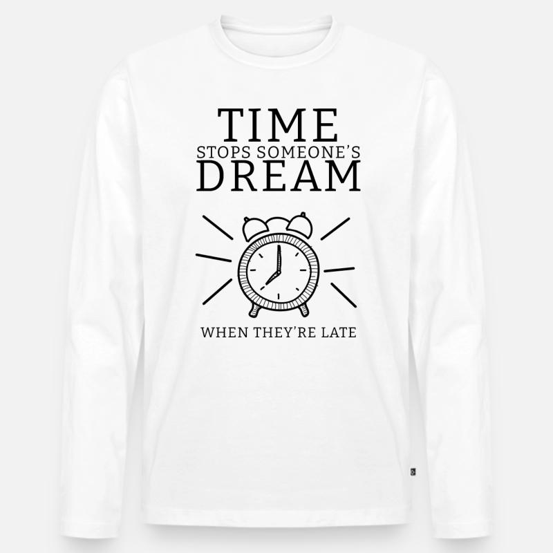 Zeit stoppt Träume - Männer Premium Bio Langarmshirt - Weiß