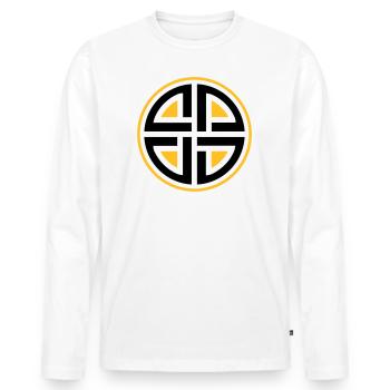 Bouclier noeud, noeud celtique symbole de protection Thor - T-shirt manches longues Premium bio Homme - blanc - Devant - Nico (187cm)