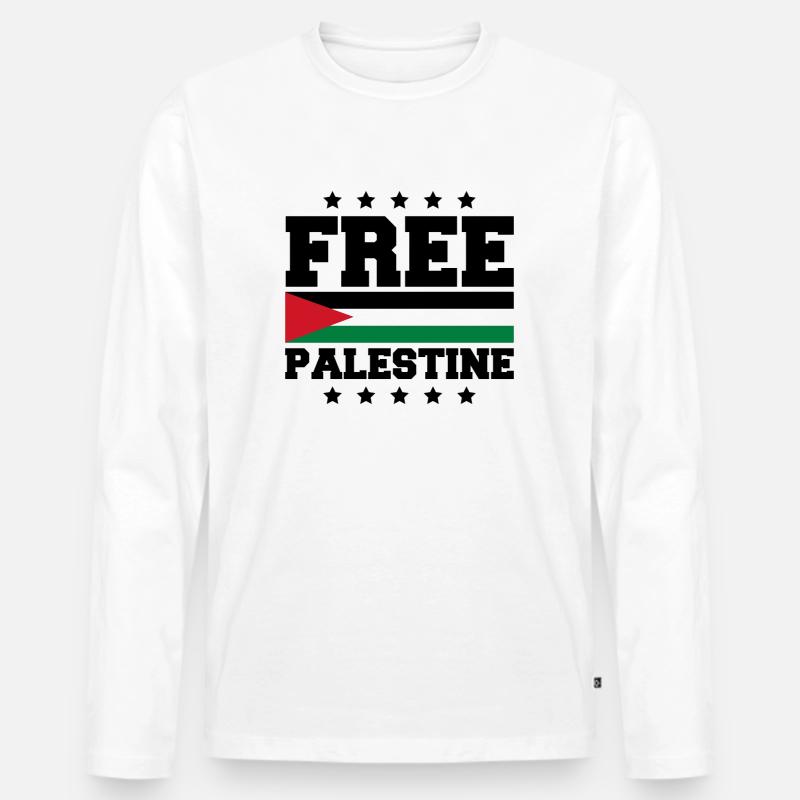 free palestine - Männer Premium Bio Langarmshirt - Weiß