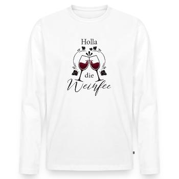 Weißwein Rotwein JGA Vino Wein - Holla die Weinfee - Männer Premium Bio Langarmshirt - Weiß - Vorne - Nico (187cm)