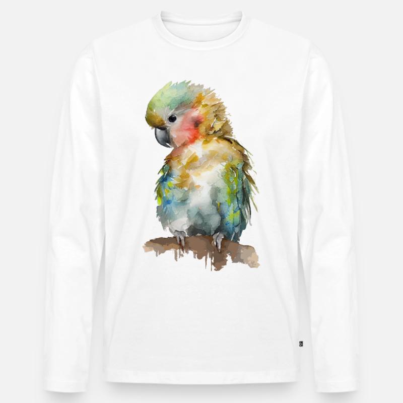 Papagei - Männer Premium Bio Langarmshirt - Weiß