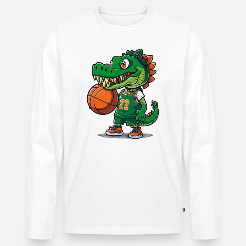 Krokodil-Hof - Männer Premium Bio Langarmshirt - Weiß