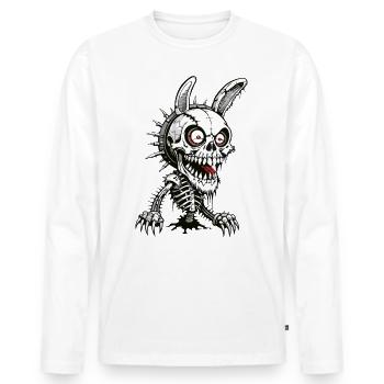Hasen Skull // Totenkopf Horror Hase FS0039 - Männer Premium Bio Langarmshirt - Weiß - Vorne - Nico (187cm)