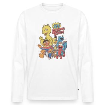 Sesamstraße 123 Sesame Street Gruppe - Männer Premium Bio Langarmshirt - Weiß - Vorne - Nico (187cm)
