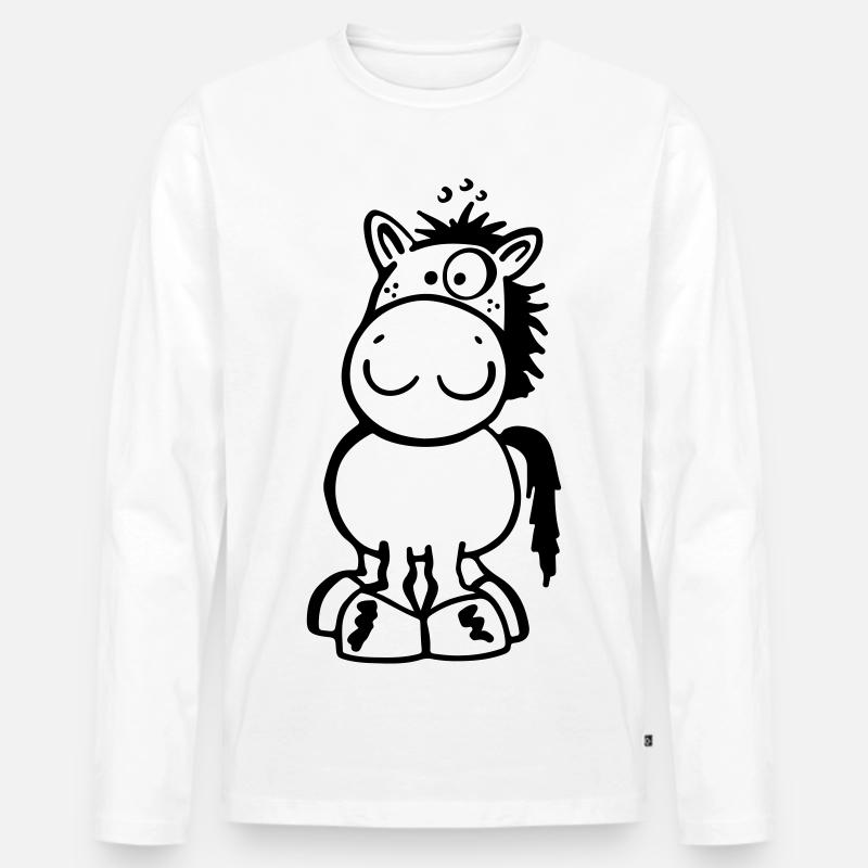 Kleines Pferdchen - Männer Premium Bio Langarmshirt - Weiß