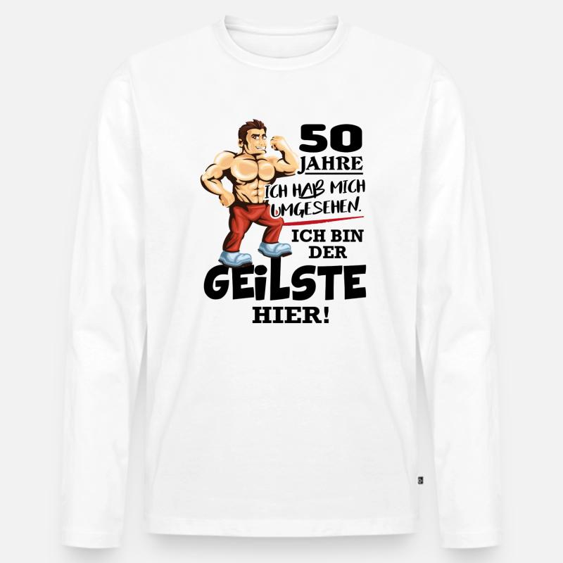 Geburtstag 50 Jahre Der Beste Geilste Chef - Männer Premium Bio Langarmshirt - Weiß