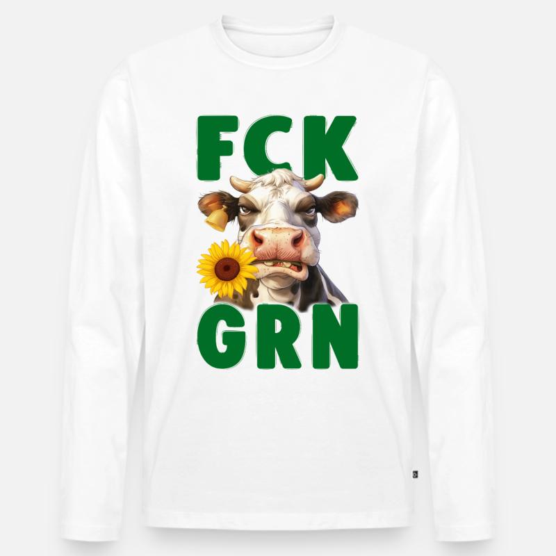 FCKGRN FCK GRN Sticker - Männer Premium Bio Langarmshirt - Weiß