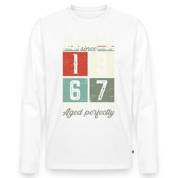 Legendary since 1967 55th birthday gift - Men's Premium Organic Long Sleeve Shirt - white - Front - Nico (187cm)