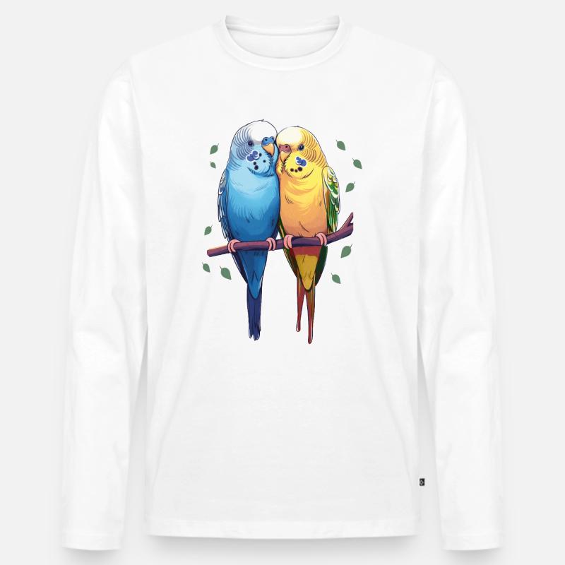 Wellensittiche - Männer Premium Bio Langarmshirt - Weiß