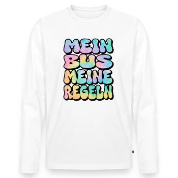 Mein Bus meine Regeln - Männer Premium Bio Langarmshirt - Weiß - Vorne - Nico (187cm)