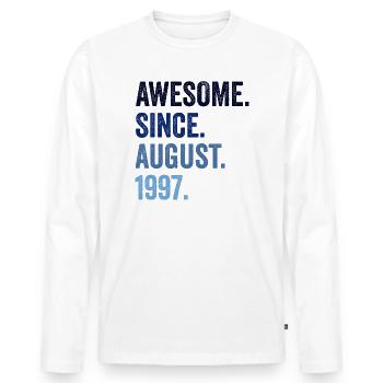 Génial depuis août 1997 25ème anniversaire - T-shirt manches longues Premium bio Homme - blanc - Devant - Nico (187cm)