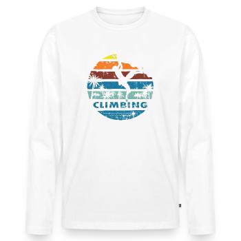 climbing on beach - Vintage - Men's Premium Organic Long Sleeve Shirt - white - Front - Nico (187cm)