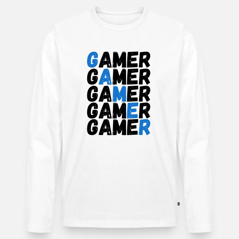 Spieler - Männer Premium Bio Langarmshirt - Weiß