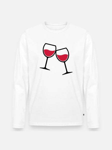 Zwei Weingläser anstoßen - Männer Premium Bio Langarmshirt - Weiß