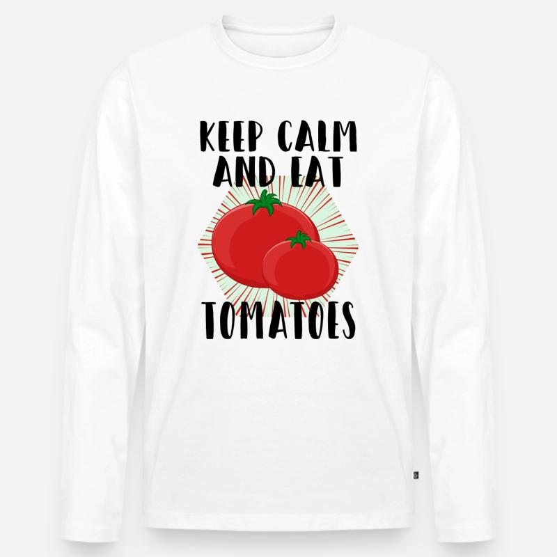 Tomate - Männer Premium Bio Langarmshirt - Weiß