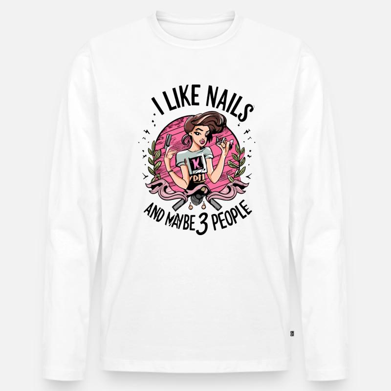 Nageldesign Maniküre Nagelstudio Geschenk - Männer Premium Bio Langarmshirt - Weiß