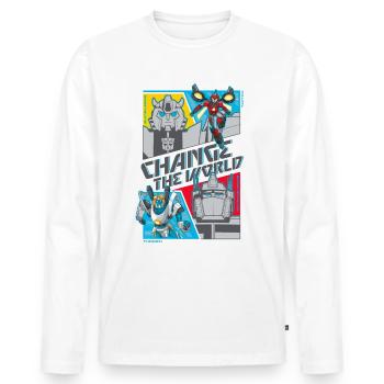 Transformers Earth Spark Citation Terraniens - T-shirt manches longues Premium bio Homme - blanc - Devant - Nico (187cm)
